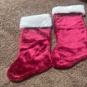 Red Velvet Christmas Stockings with White Fur Trim